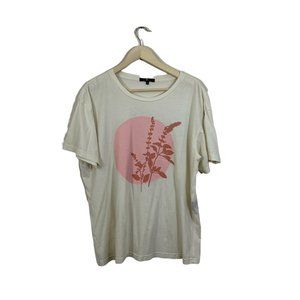 7 For Mankind Large Tee Shirt Earthy Nature White Short Sleeve Cotton Boho